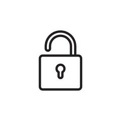 Open lock simple icon vector, Unlock symbol, logo linear illustration for web and app..eps