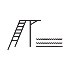 Swimming pool jump board line icon. Jump board outline simple illustration for web and app..eps