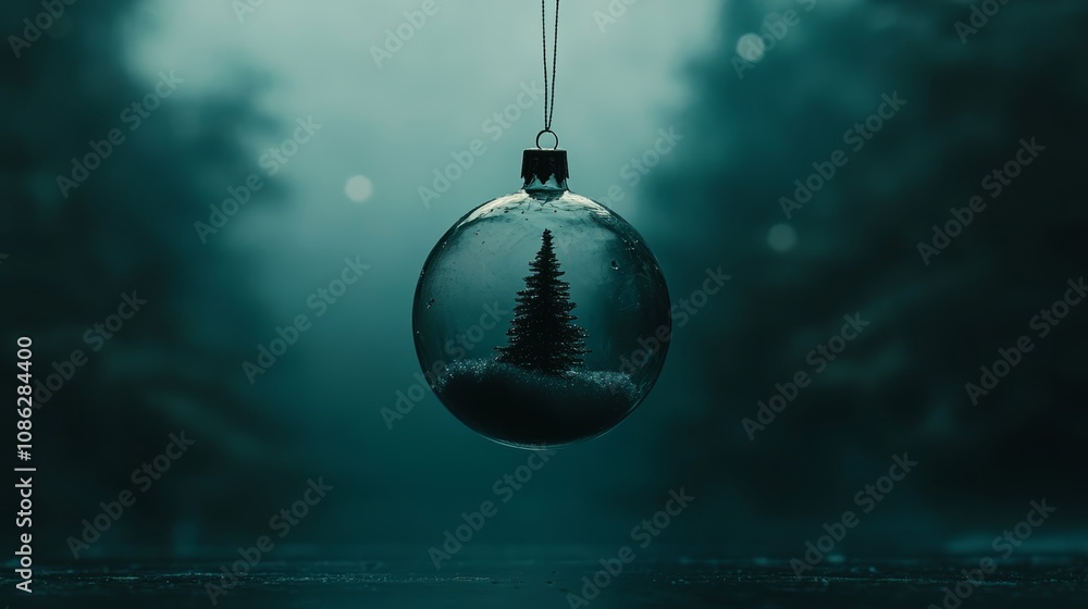 Poster a mesmerizing glass orb encapsulating a delicate tree, creating a whimsical fusion of nature and art