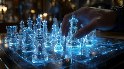 3D Illustration - Futuristic Chess Game Strategy