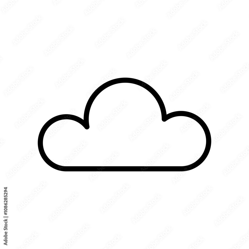 Poster cloud icon. simple weather shape. outline vector design. minimal cloud symbol.