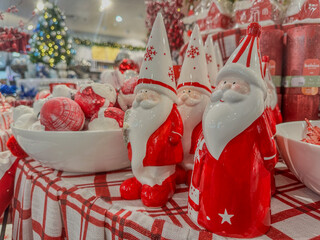 Festive Christmas Decorations with Ceramic Santa Claus Figures