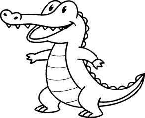 Fototapeta premium Adorable black stencil crocodile clipart perfect for festive holiday and winter designs. 
