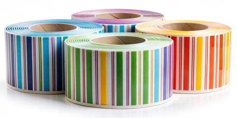 Roll of colorful barcode stickers for inventory management, barcode, stickers, labels, inventory, roll, colorful