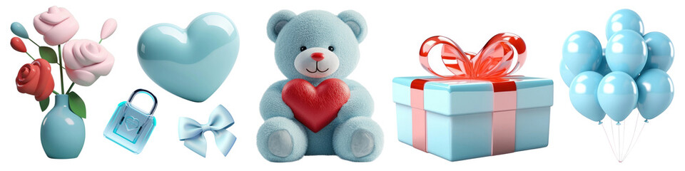 3D Valentine's Day png cut out element set