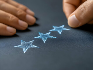 Photo - Hand Drawing Three Stars Customer Review Rating