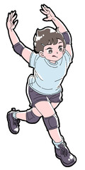スパイクの助走をする女の子のイラスト