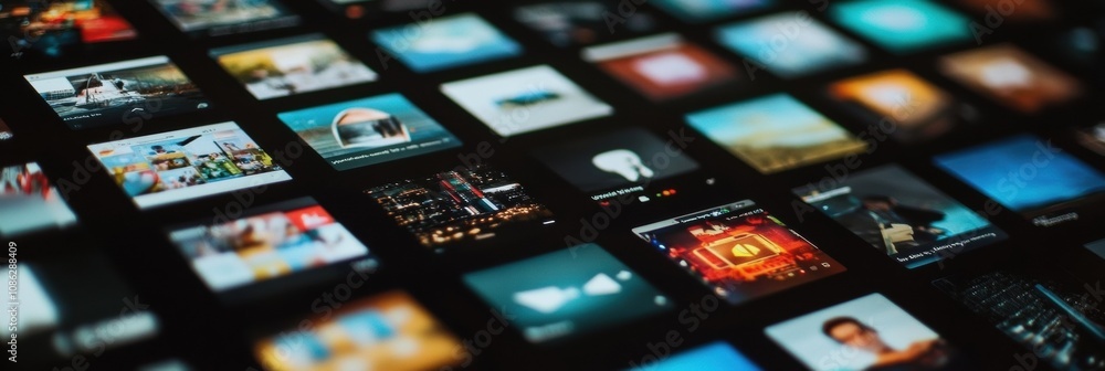 Aufkleber Multiple screens filled with diverse social media interfaces reflect ongoing trends and user engagement across platforms in real time. Generative AI