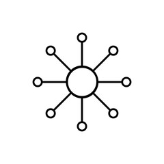 Hub and spoke line icon, Central database vector linear illustration for web and app..eps