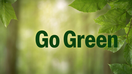 Go Green message with lush green leaves in natural setting