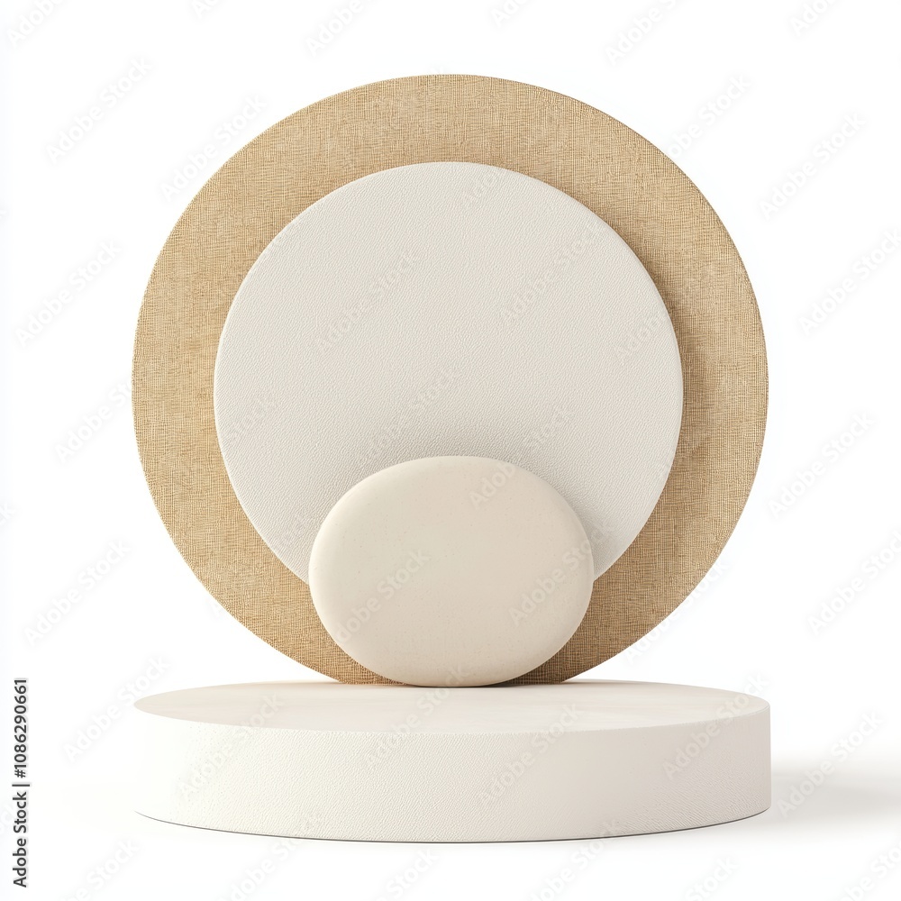 Aufkleber 3d abstract composition of geometric shapes with minimalist design in soft neutral tones for modern 