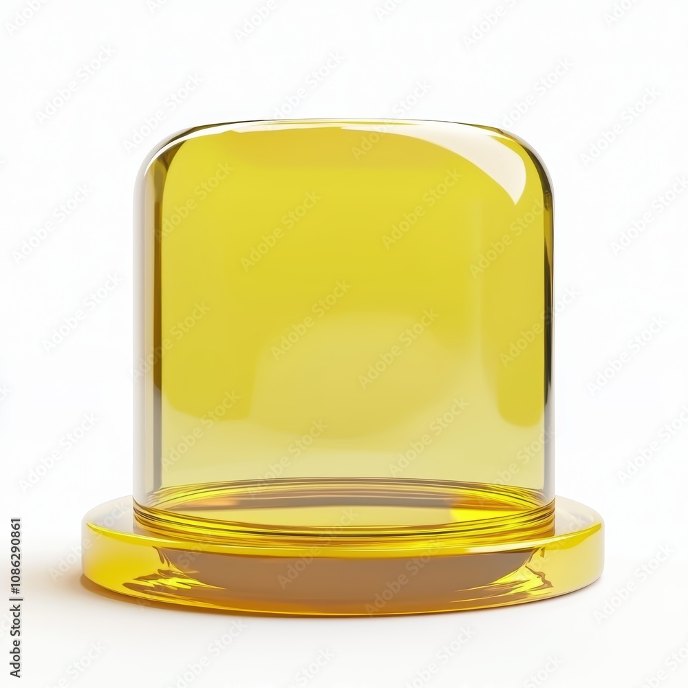 Aufkleber 3d transparent yellow container on a smooth surface, showcasing modern minimalist design and clean l