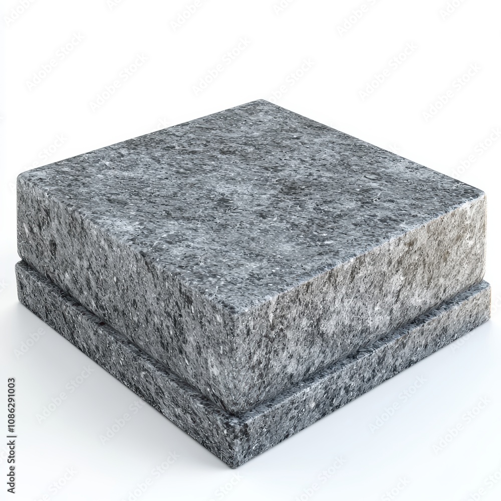 Poster 3d high-resolution gray stone block with smooth texture ideal for architectural design, landscaping,