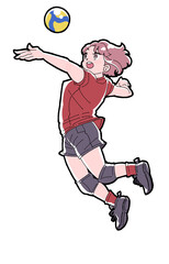 スパイクを打つ女の子のイラスト