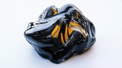 Abstract Black and Gold Liquid Sculpture