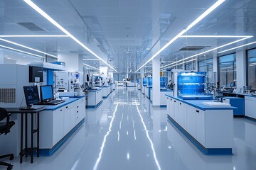 Modern Laboratory Interior with Cutting-edge Equipment and Bright LED Lighting