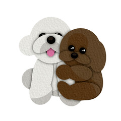 서로 안고 있는 펠트강아지2