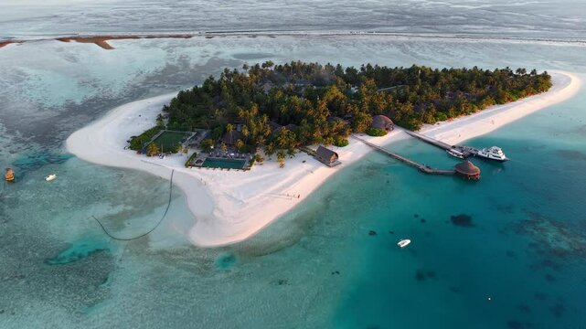 Aerial views of Velavaru Island in Maldives