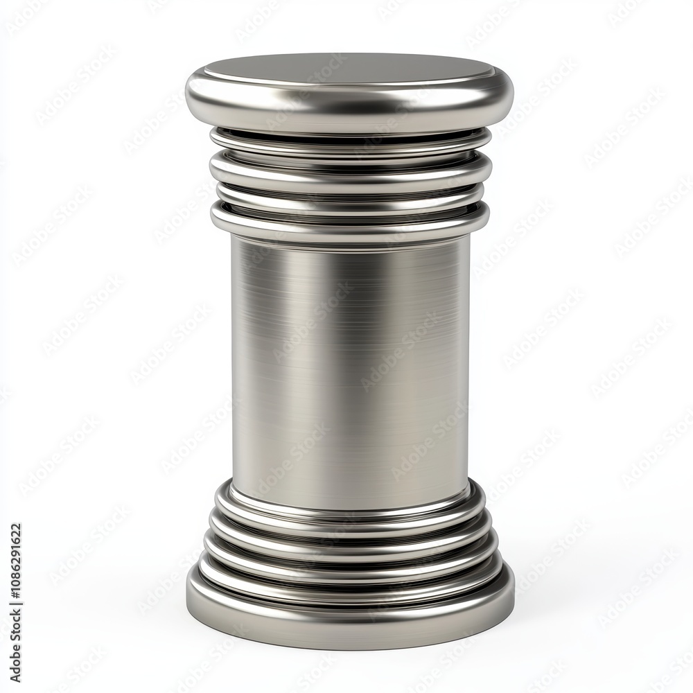 Poster 3d polished metallic column with intricate detailing and modern design perfect for architectural ele