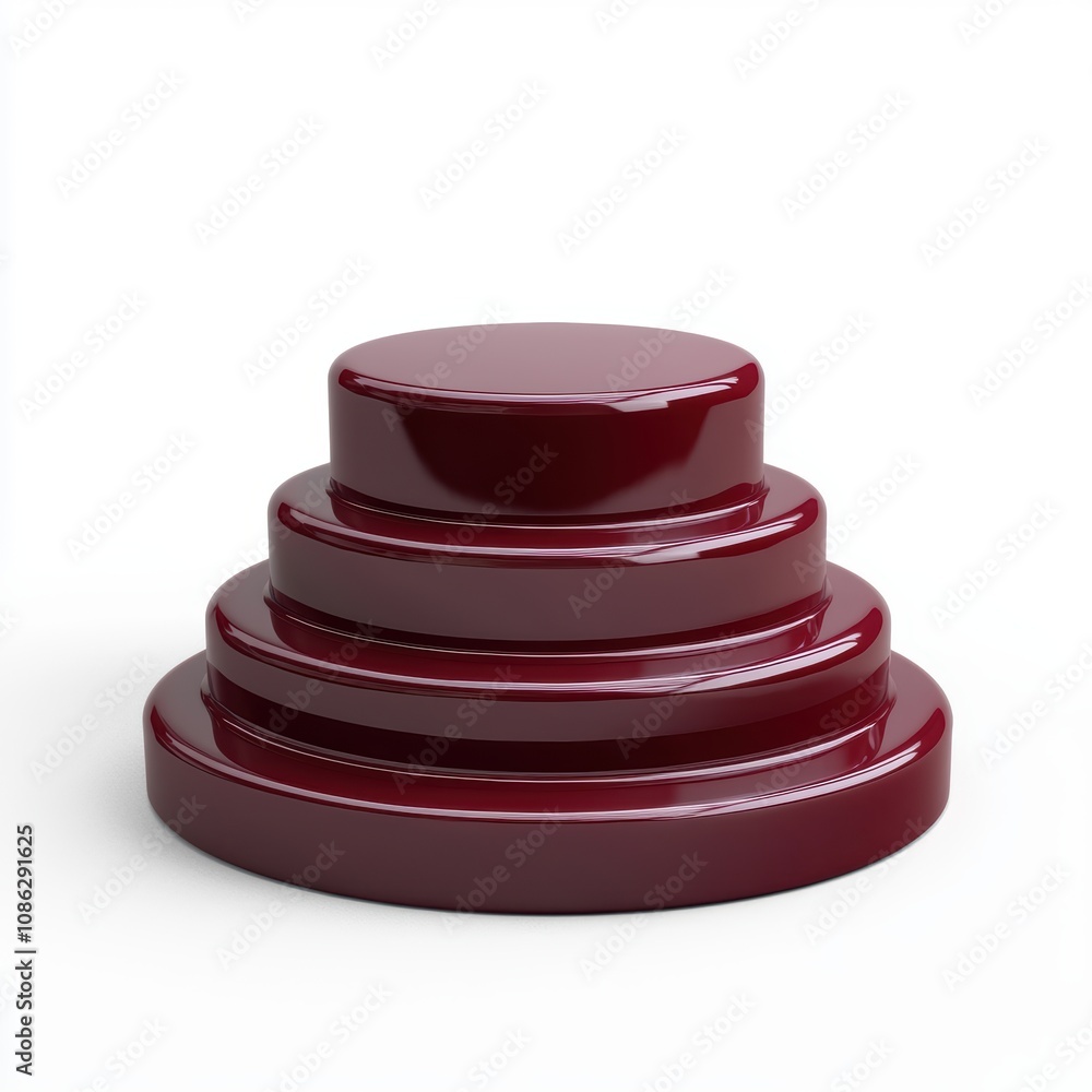 Poster 3D Elegant and Glossy Multi-Layered Round Shapes in Rich Dark Red Color Perfect for Modern Decorative Display and Artistic Concepts in Various Settings