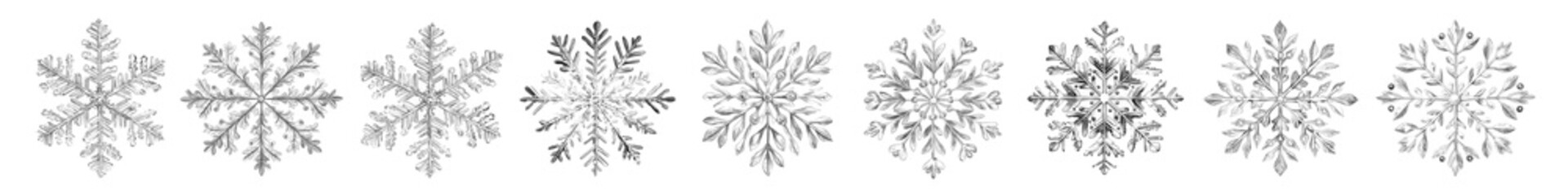 Intricate snowflake png cut out element set