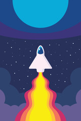 Obraz premium Rocket launch in the sky flying over clouds