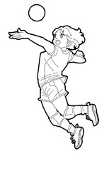 スパイクを打つ女の子のイラスト