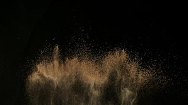 Super Slow Motion Shot of Makeup Powder Explosion Isolated on Black Background at 1000fps.
