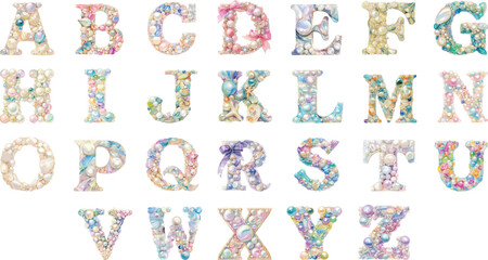 alphabet pearl watercolor clipart