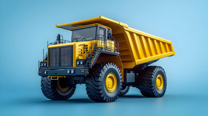 Obraz premium 3D Mining Truck Illustration Heavy Duty Vehicle on Blue