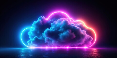 Abstract render of neon illuminated cloud, , render, abstract, cloud, neon, light, illuminated, vibrant, futuristic, digital