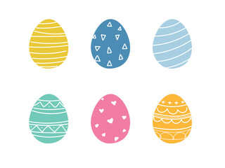 Set of easter painted eggs cute pattern