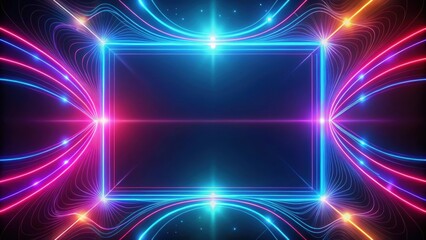 Abstract neon glowing lines over black background, render, wallpaper, dynamic, light drawing, trajectory, futuristic