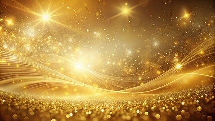 Golden background with flying shiny particles and lines, golden, background, flying, shiny, particles, lines, glitter