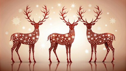 Reindeer and antler silhouettes perfect for Christmas and festive designs , Reindeer, antlers, silhouettes