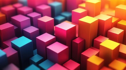 Fototapeta premium Colorful 3D blocks creating a vibrant abstract landscape.