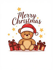 Fototapeta premium christmas card with teddy bear design for use with web, print or craft projects