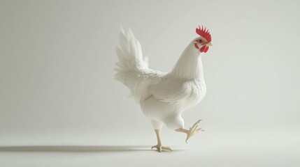 White Rooster on White Background