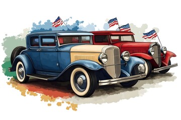 4th of July, Independence day - greeting design with USA patriotic colors firework burst rays. july, freedom, red, flag, patriotism, illustration, day, blue, design, background, event, poster,