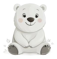 Naklejka premium PNG Cute cartoon polar bear sitting on the ground