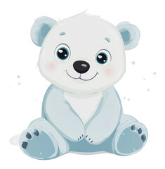 Fototapeta premium PNG Cute cartoon polar bear sitting on ice with joy