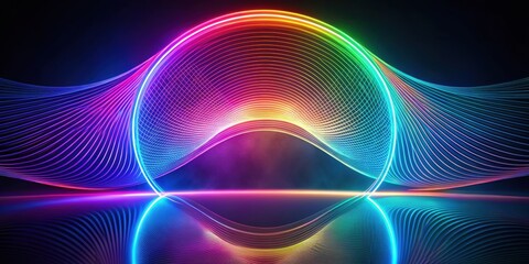 Beautiful color refractive hologram of curved lines, hologram, colorful, vibrant, abstract, texture, background, design