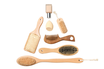 PNG, Christmas table setting, Christmas tree shape, isolated on white background.