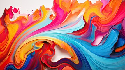 Abstract swirls of colorful paint on canvas