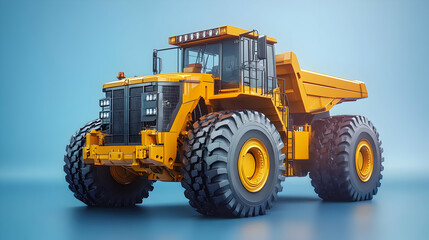 Fototapeta premium 3D Heavy Duty Dump Truck Illustration - Yellow Mining Vehicle