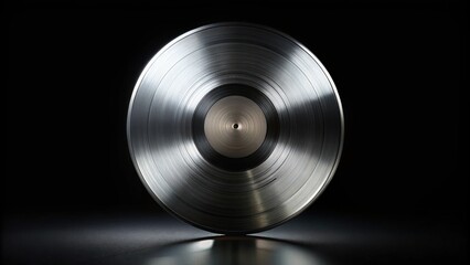 Realistic platinum vinyl record on black background, music, vintage, retro, audio, sound, record, LP, album