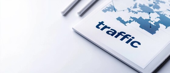 A professional document featuring the word "traffic" with a world map background, suggesting a focus on transportation or data analytics related to traffic.