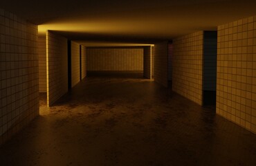 3d render illustration of a liminal space industrial empty room