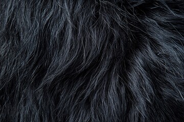 Close-up of Soft, Wavy Black Fur Texture