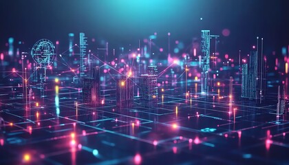 Innovative business network representation, people linked across continents by digital pathways, global and futuristic appeal, AIinspired icons, vibrant colors, highdetail style